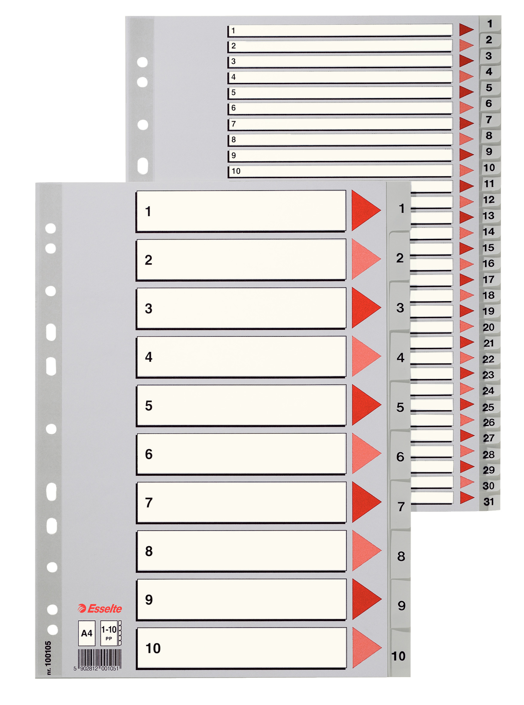 Przekładki numeryczne Esselte A4/1-6 szare