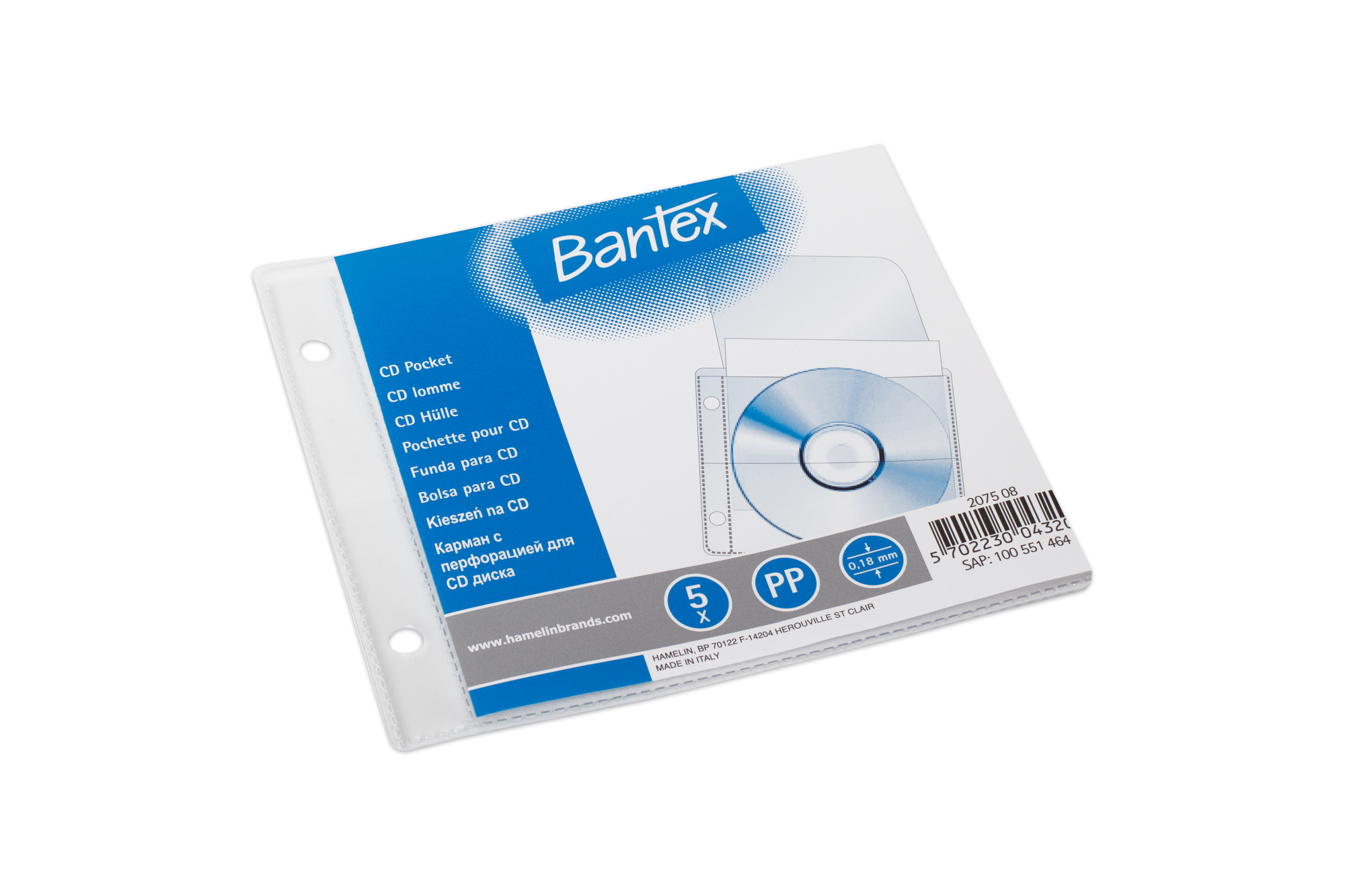 Koszulki na CD (5 szt.) z klapką Bantex