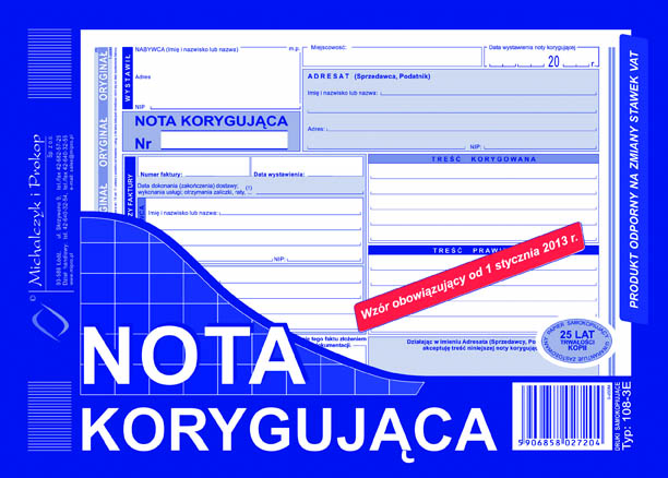 Nota korygująca MiP 108-3E A5