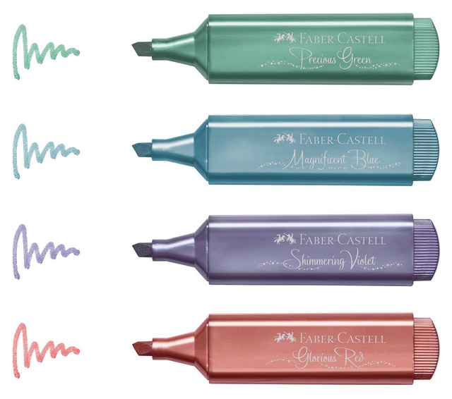 Zakreślacz 1546 metaliczny Creativstudio 4kol. Faber-Castell 154624 (dodatkowe op. kart)