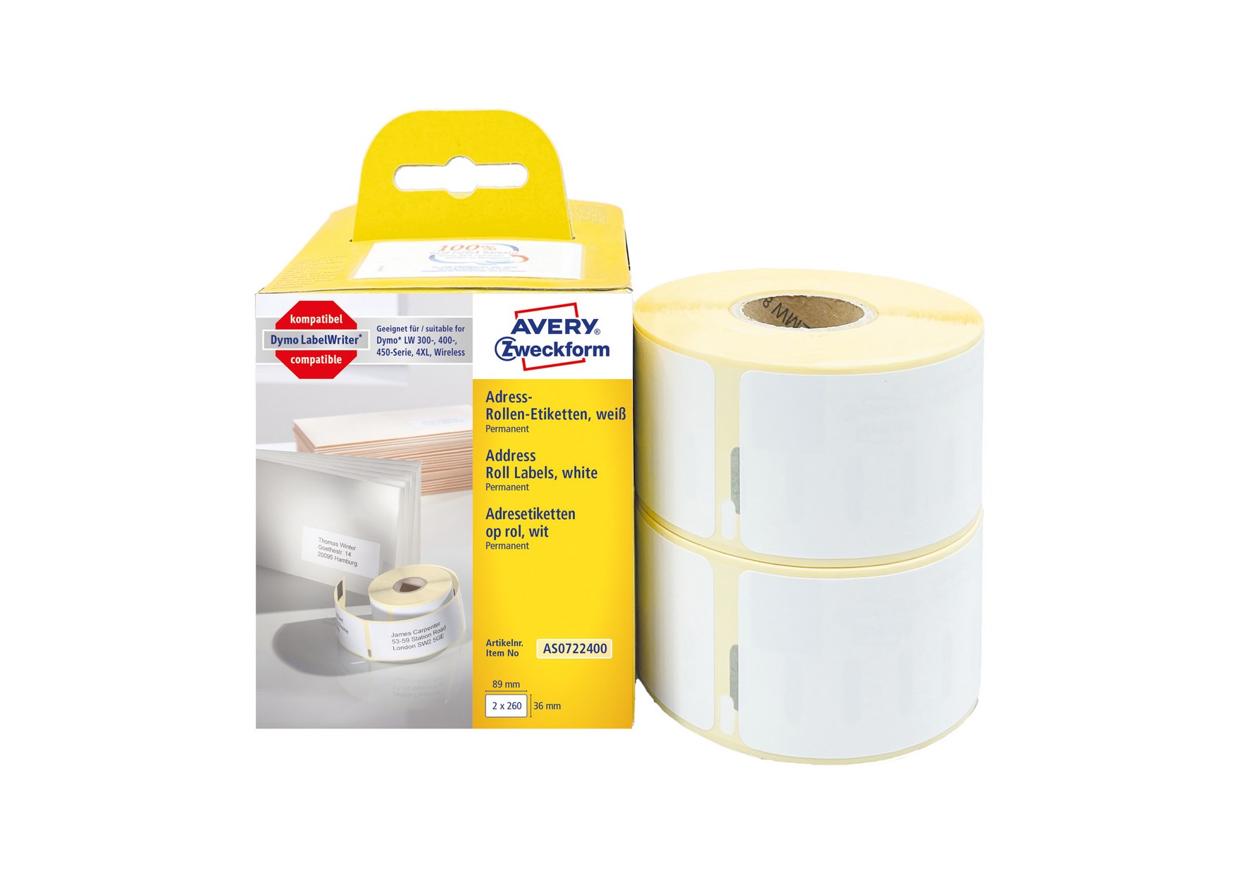 Etykiety Avery do drukarek Dymo 89x36 mm