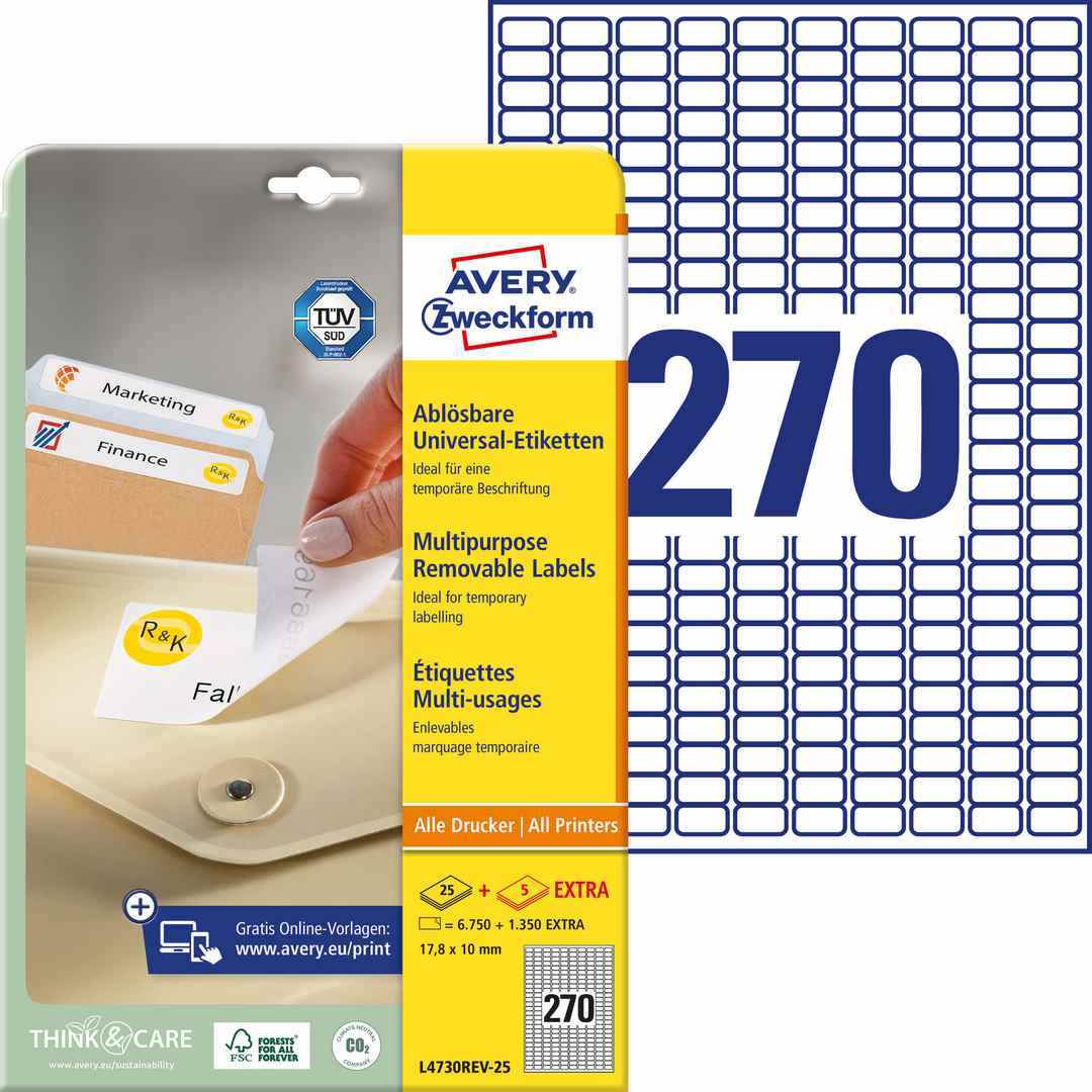 Usuwalne etykiety uniwersalne Avery Zweckform 17,8x10 mm