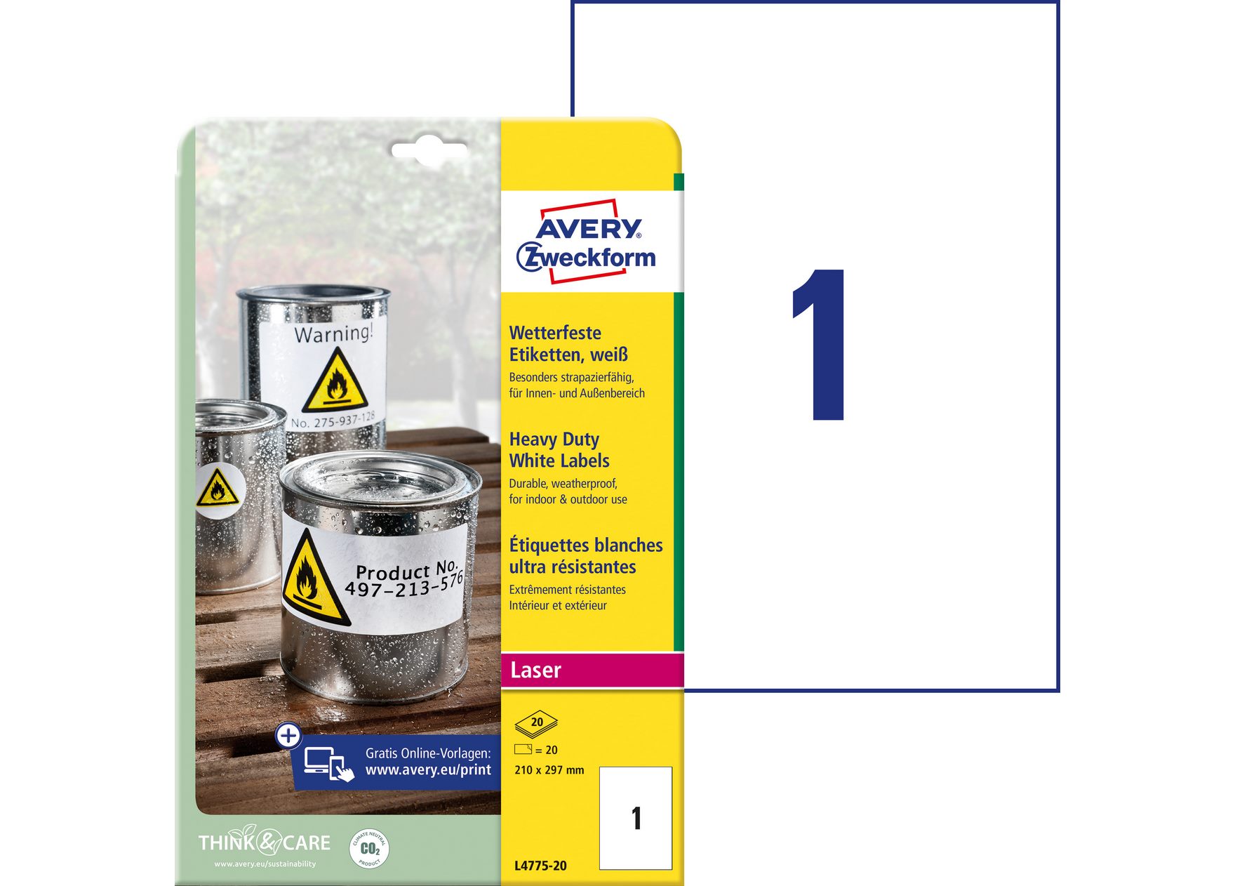 Etykiety ochronne Avery Zweckform Heavy Duty 210x297 mm