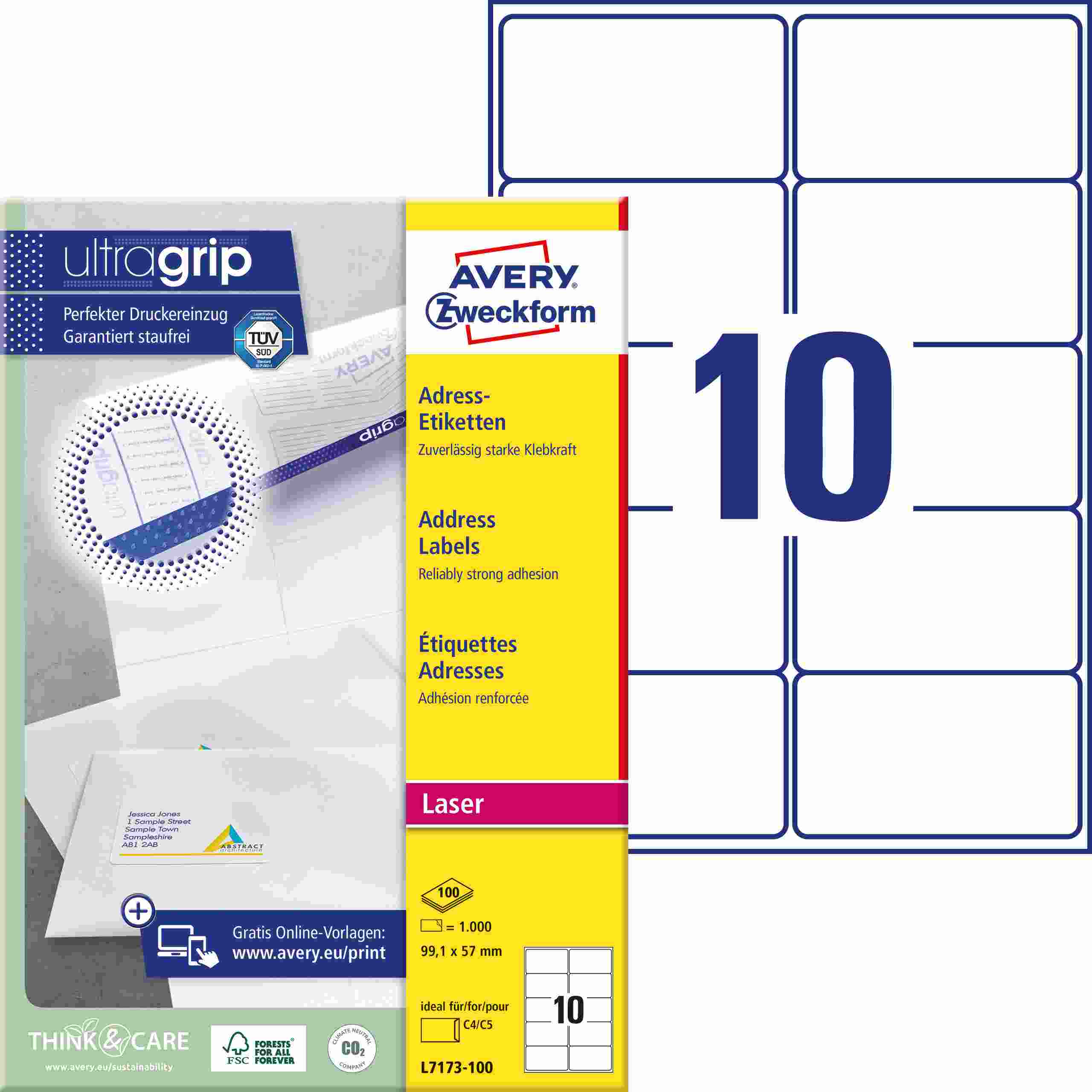 Etykiety adresowe Avery Zweckform L7173, 99,1x57 mm