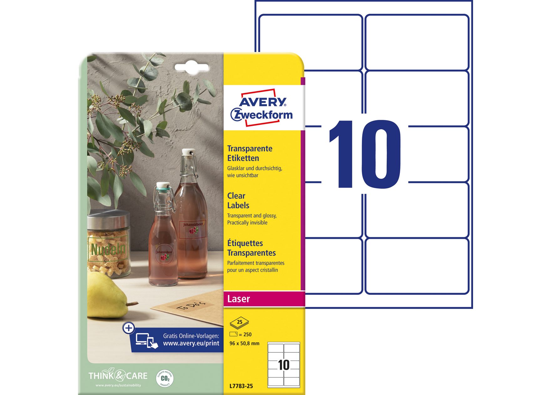 Etykiety przezroczyste Crystal Clear Avery Zweckform 96x50,8 mm