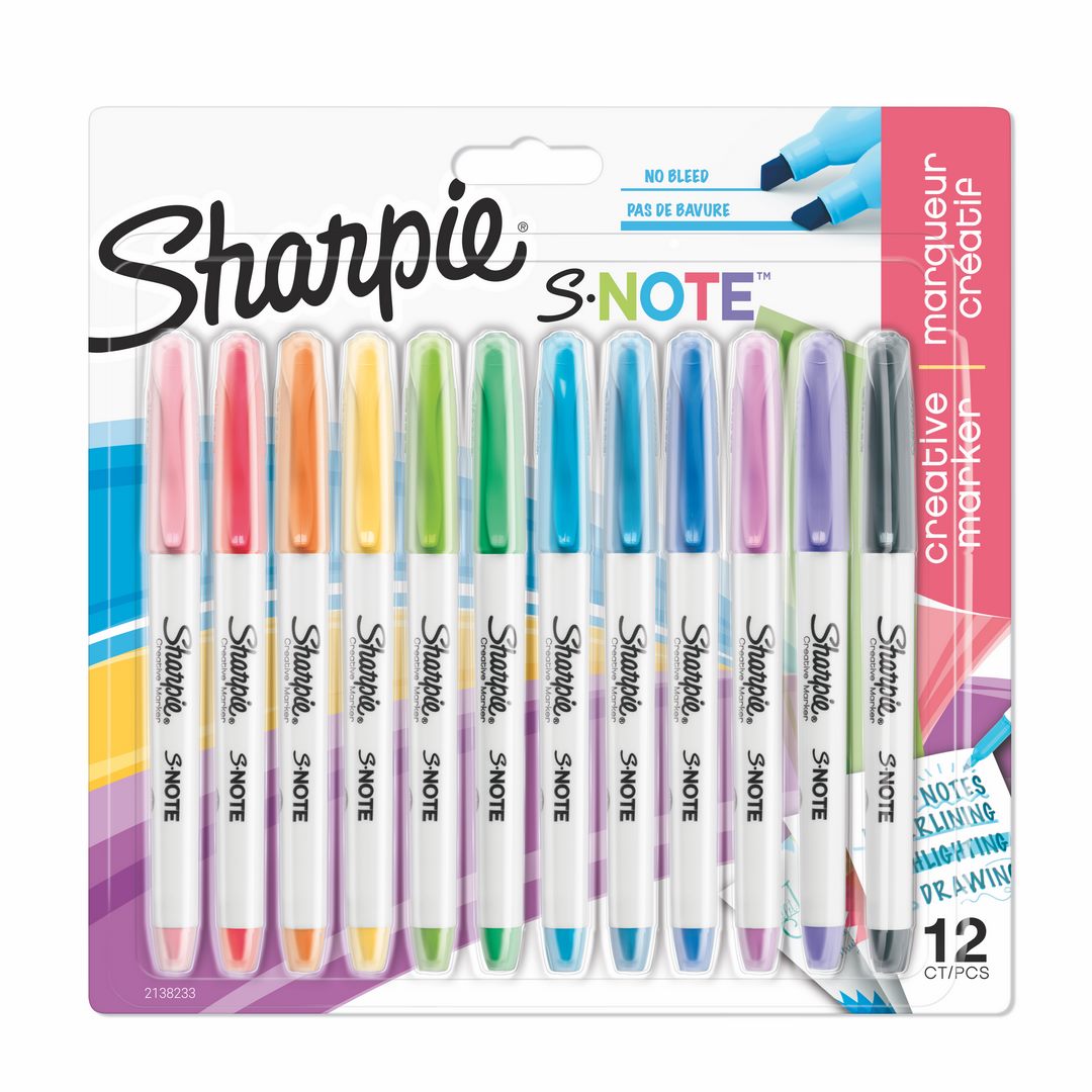 Markery kreatywne Sharpie S.Note 12 kolorów ścięta końcówka