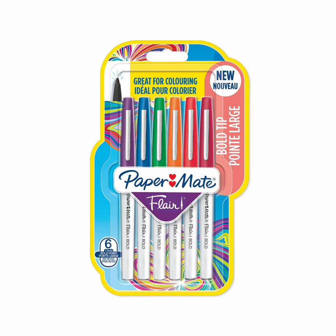 Flamastry Flair Bold z grubą końcówką 1,2mm 6szt Paper Mate