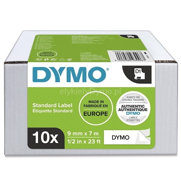 Taśma DYMO D1 - 9 mm x 7 m, czarny / biały,  (10 szt)  2093096