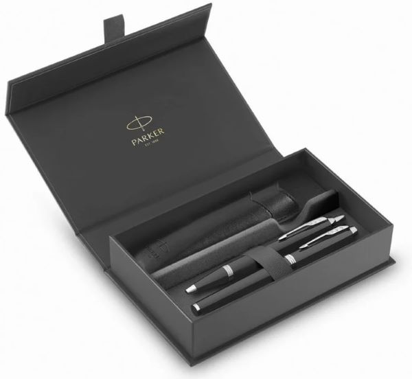 Zestaw upominkowy Parker-pióro IM + długopis  IM czarny + etui