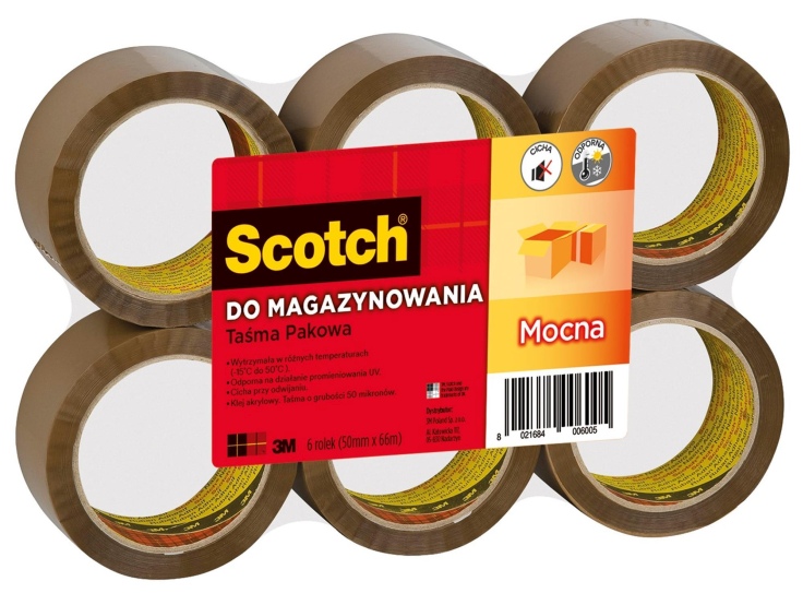 Taśma klejąca pakowa 3M Scotch 309 akrylowa brązowa 50mmx66m 1szt.