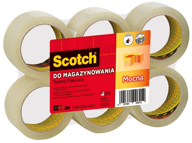 Taśma klejąca pakowa 3M Scotch 309 akrylowa przezroczysta 50mmx66m 1szt.