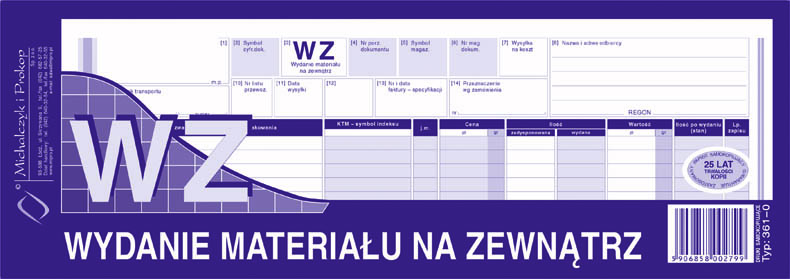 Wydanie materiału na zewnątrz WZ MiP 361-0 1/2 A4