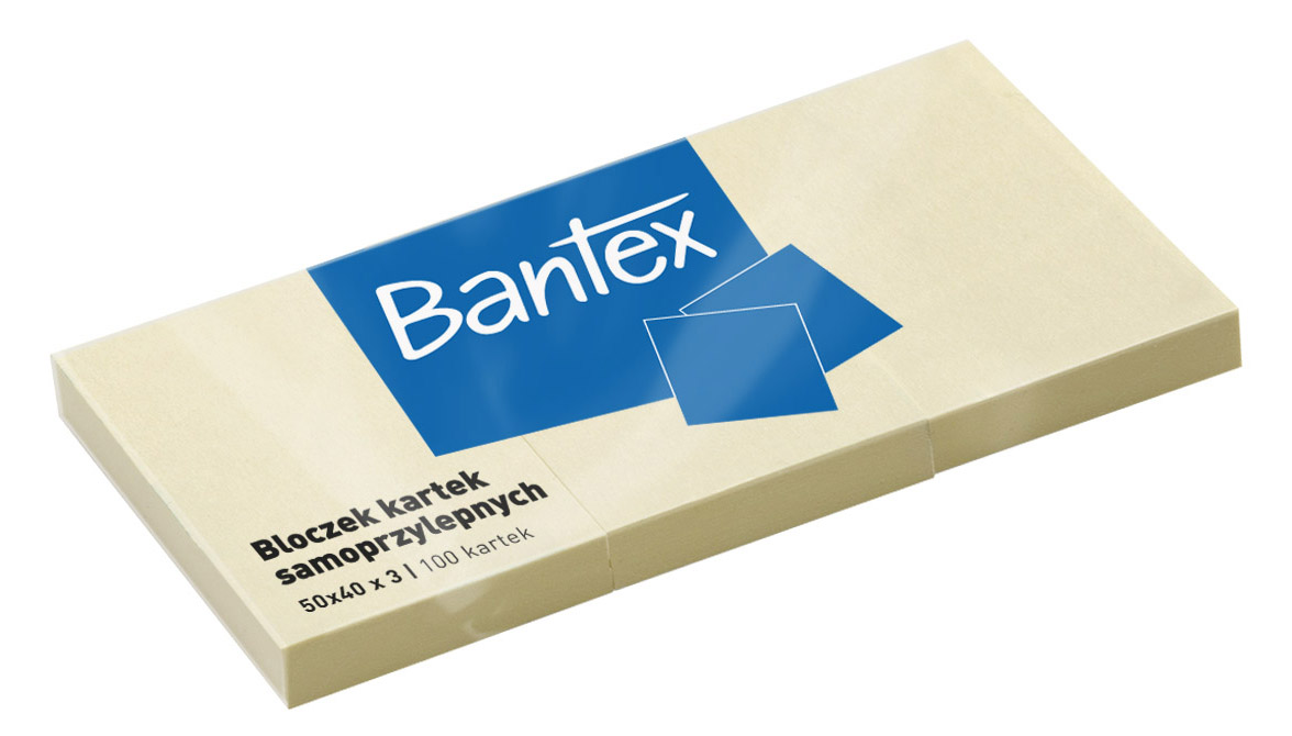 Notes samoprzylepny 50x40 (3x100k) żółty Bantex