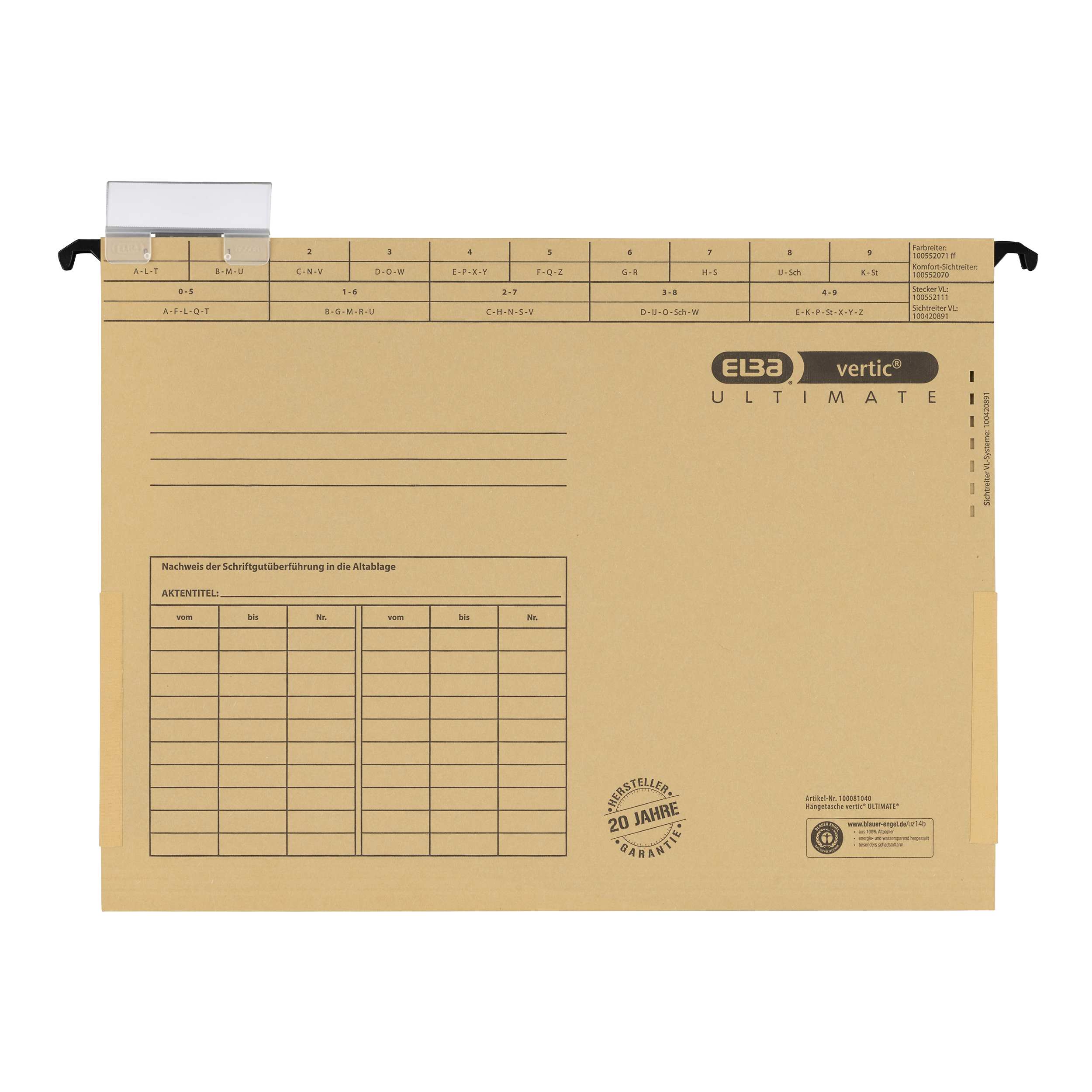 Teczka zawieszkowa A4 Elba Vertic Ultimate beżowa z płóciennymi bokami