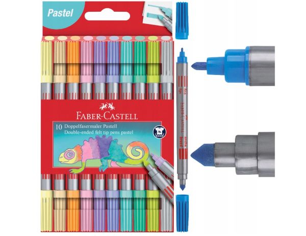 Flamastry dwustronne pastelowe 10kol. FABER-CASTELL 151112 FC