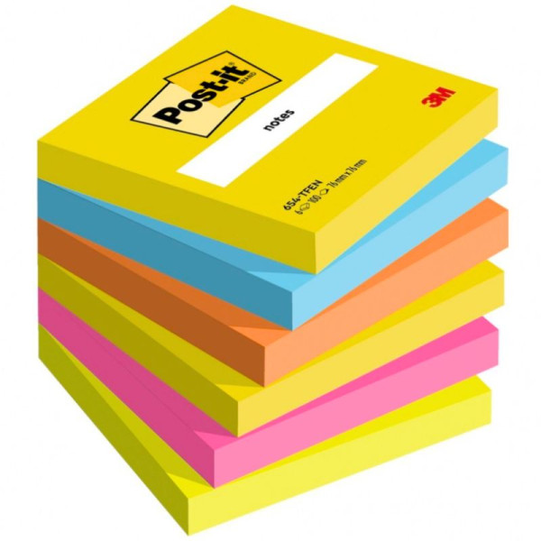 Karteczki samoprzylepne Post-it® 654-TFEN Energetic 76x76mm 6 bloczków po 100 karteczek 7100296019