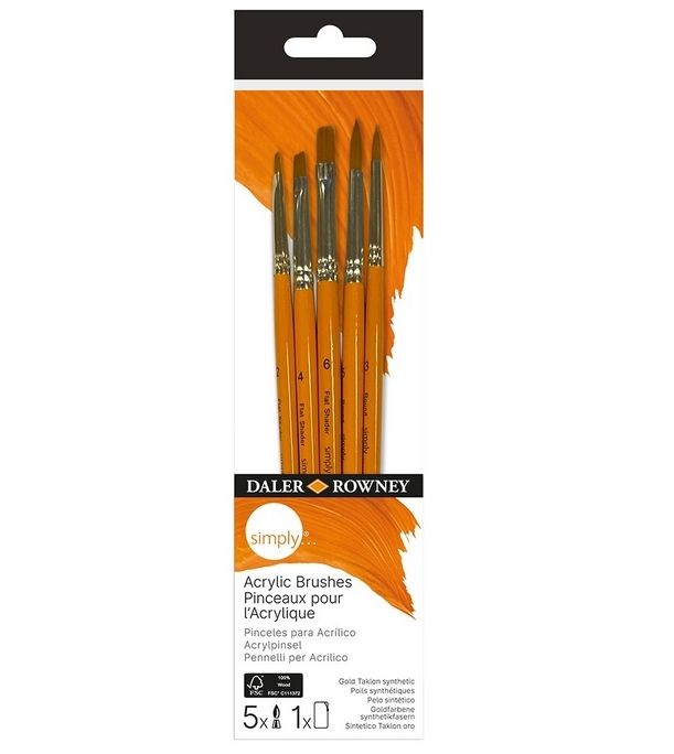 Zestaw pędzli syntetycznych do akryli 5szt mix Daler Rowney Simply 216620501 Fila
