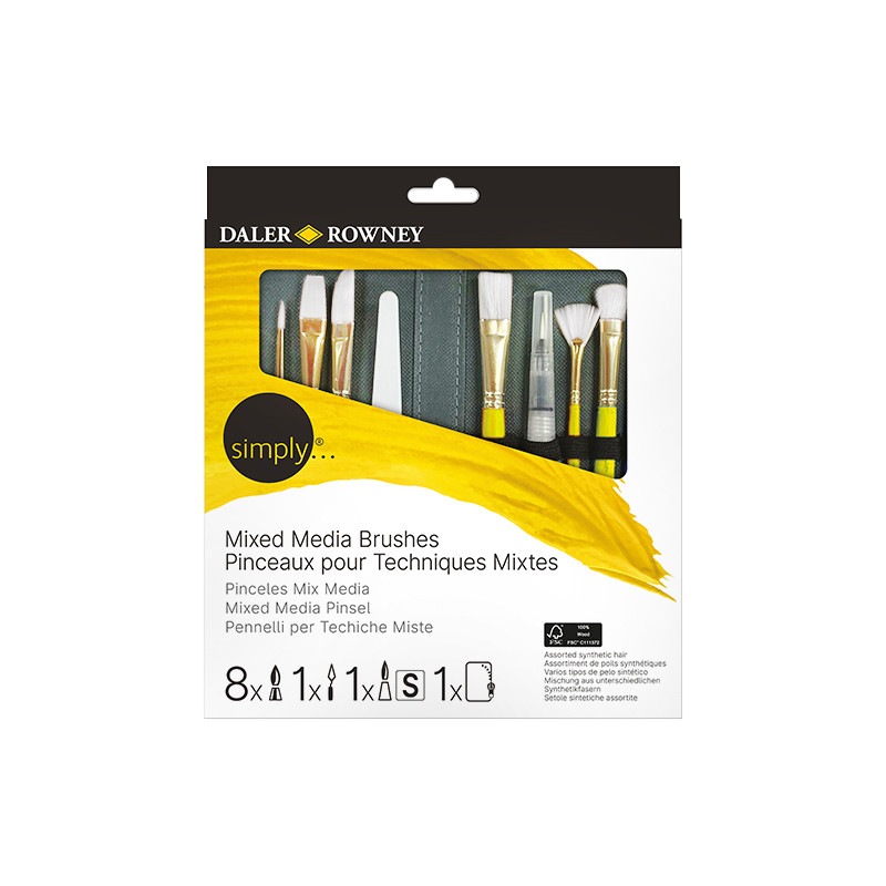 Pędzle Simply Mixed Media Daler Rowney 10 szt. + etui 216656010 Fila