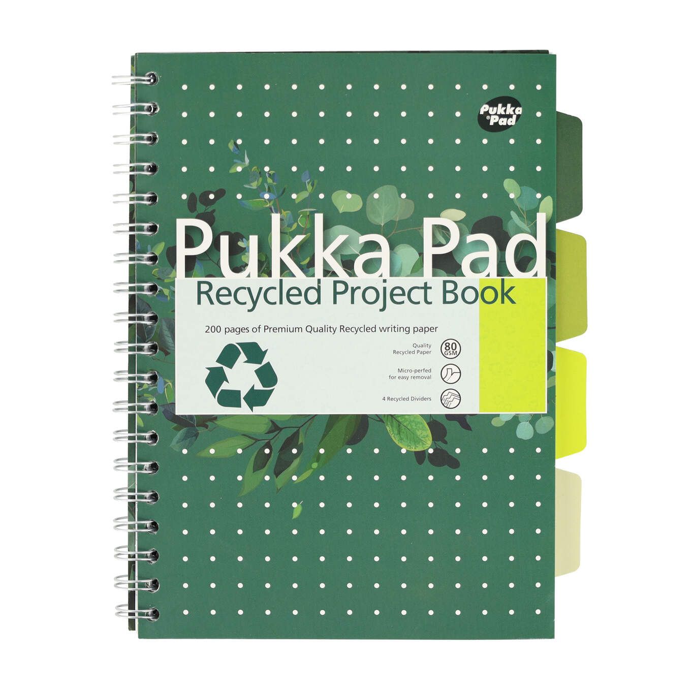 Kołozeszyt B5/100k. li Project Book z recyklingu zielony Pukka Pad [6052-REC]