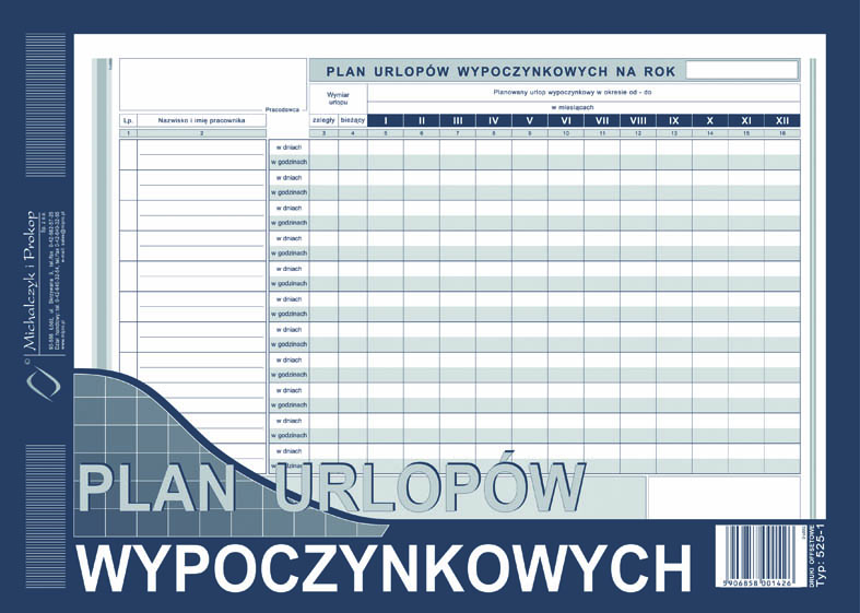Plan urlopów wypoczynkowych MiP 525-1 A4