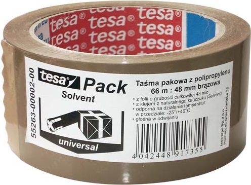Taśma pakowa Tesa Solvent kauczuk 48mmx66m brązowa