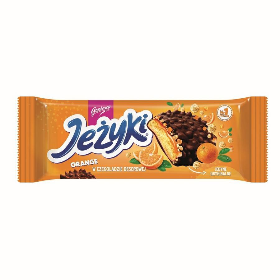 Ciastka Jeżyki Pomarańcza w czekoladzie deserowej 140g