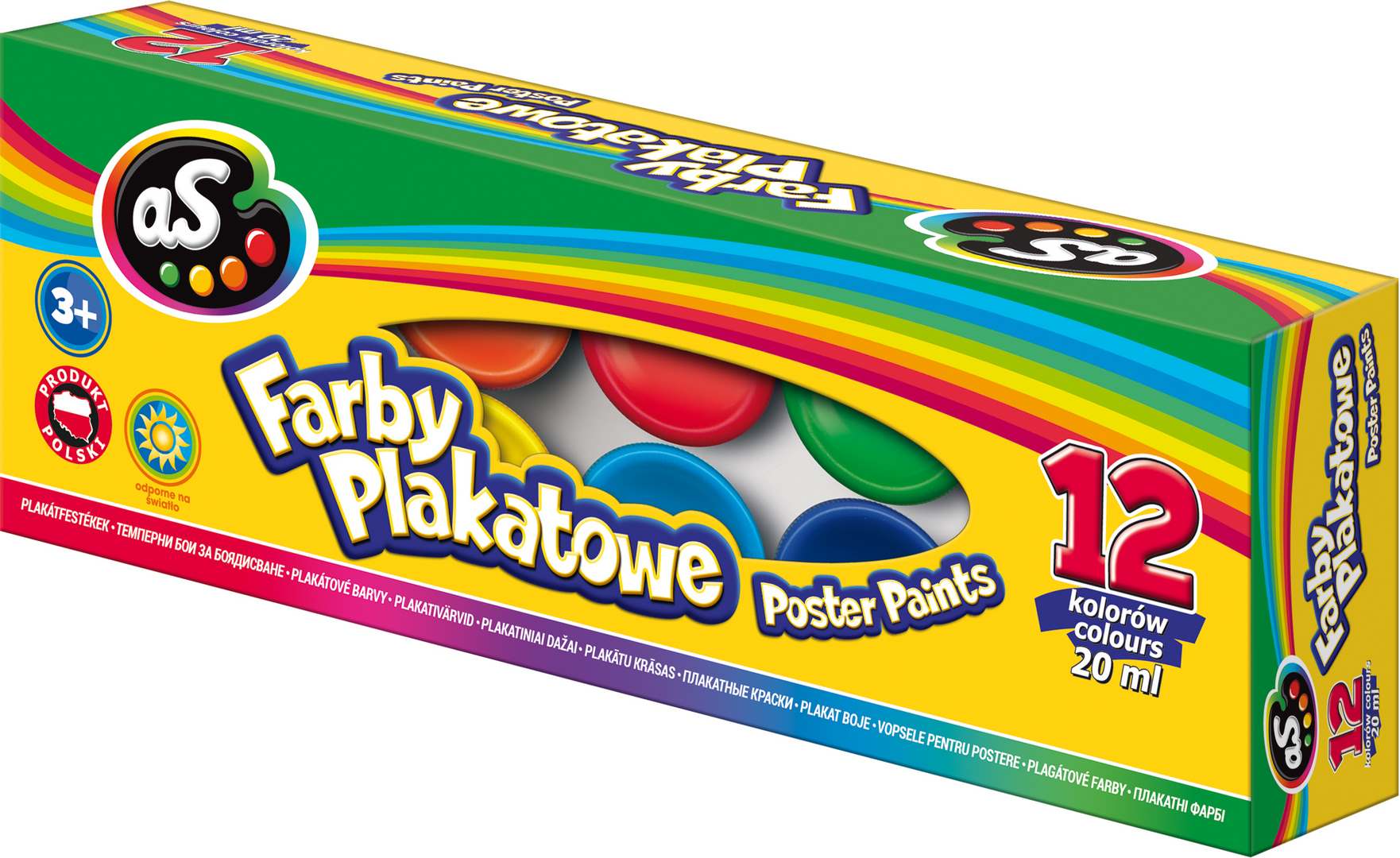 Farby plakatowe 20ml zestaw 12 kolorów AS