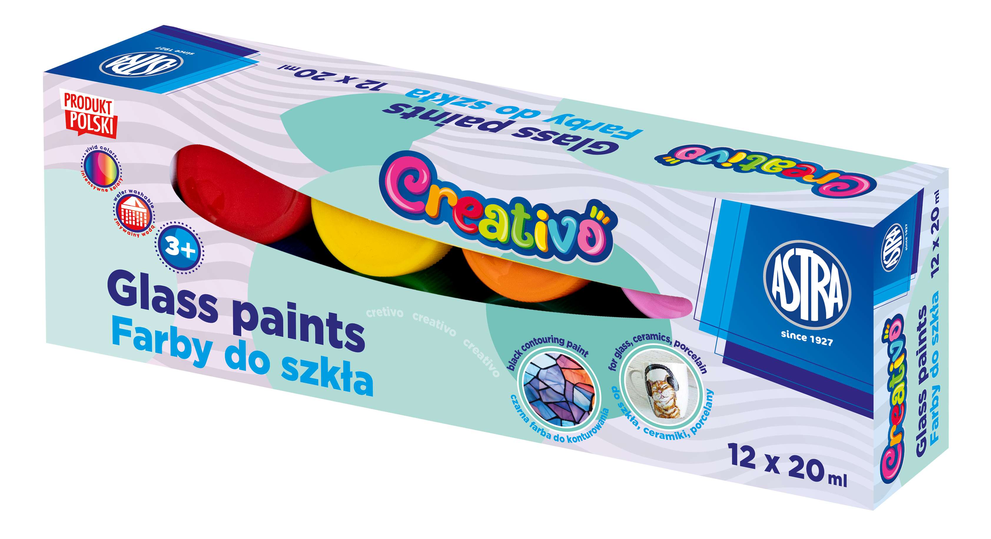 Farby do szkła  12 kol.x 20ml ASTRAFUN 301124007 Astra