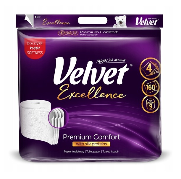 Papier toaletowy Velvet Excellence Premium Comfort 4-warstowowy 9 rolek