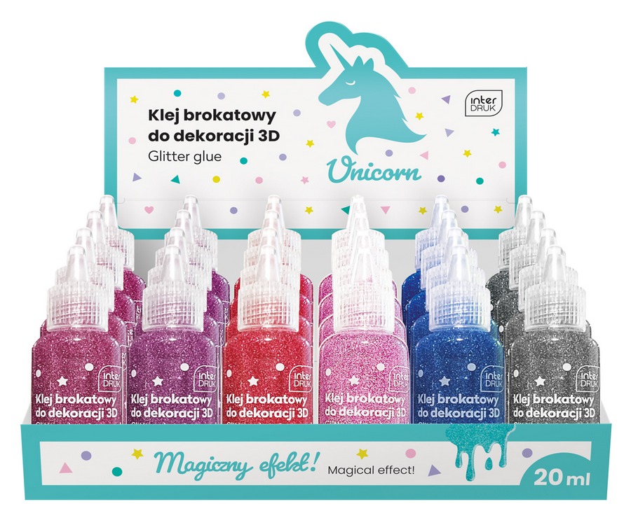 Klej brokatowy do dekoracji 3D 20ml UNICORN  Interdruk