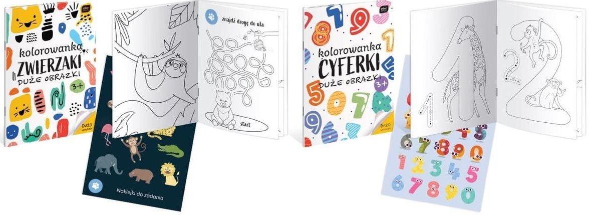 Kolorowanka A4/16 z naklejkami Cyferki, Zwierzaki Interdruk