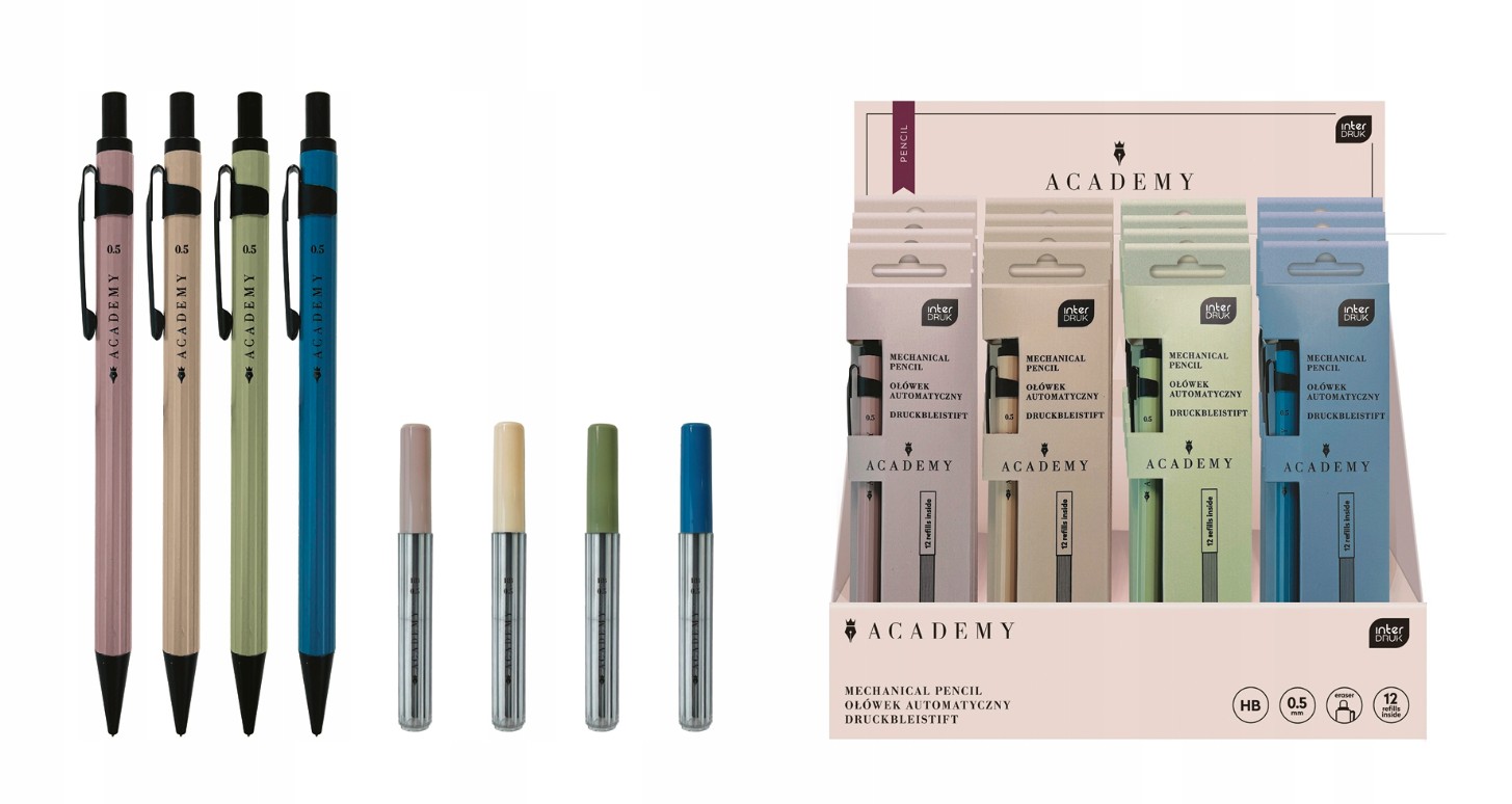 Ołówek automatyczny + wkłady Academy Interdruk