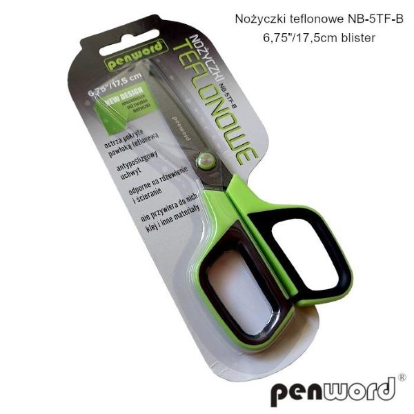 Nożyczki biurowe teflonowe NB-5TF-B 6,75" / 17,5cm blister Polsirhurt