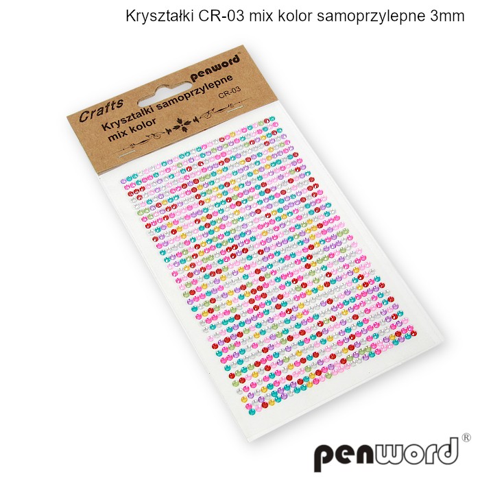 Kryształki CR-03 samoprzylepne 3mm  mix kolorów  POLSIRHURT