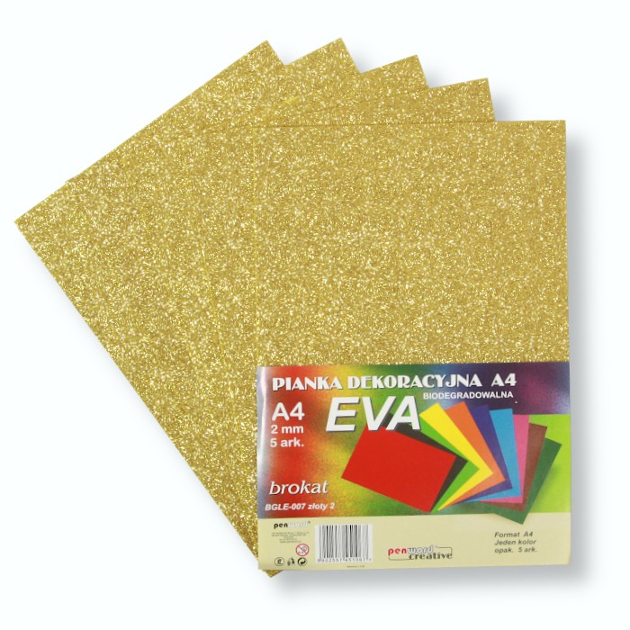 Pianka Eva brokat biodegradowany A4 złota 2 BGLE-007 5szt Polsirhurt