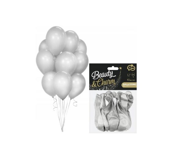 Balony Beauty&Charm metaliki srebrne 12" (10szt) CB-1MSR GoDan