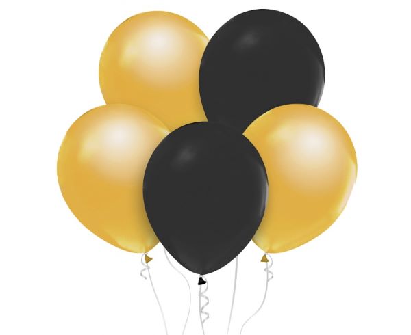 Balony Beauty&Charm metaliki złote i czarne 12" 10szt CB-1MZC GoDan