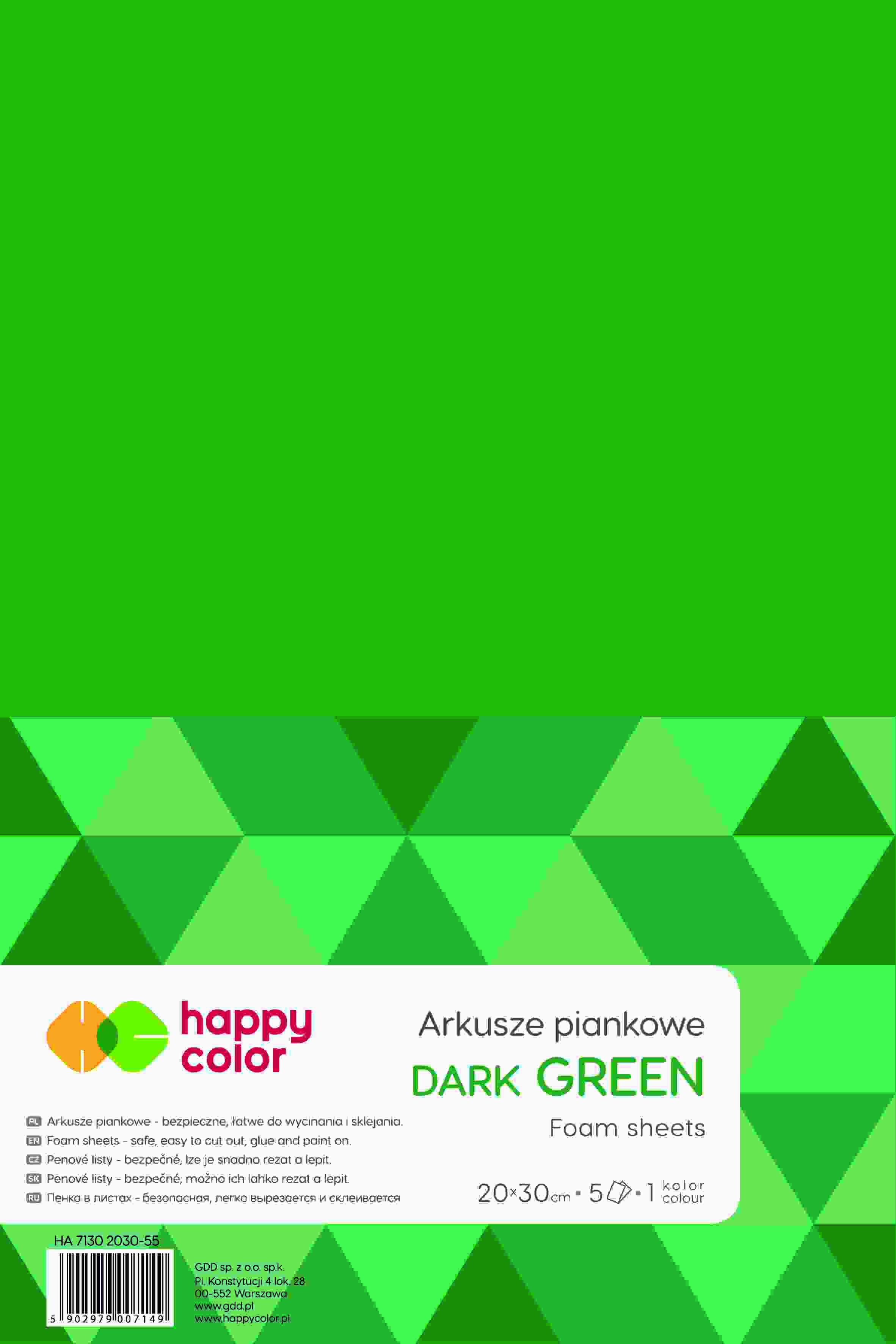 Arkusze piankowe A4 5szt. Happy Color ciemnozielone