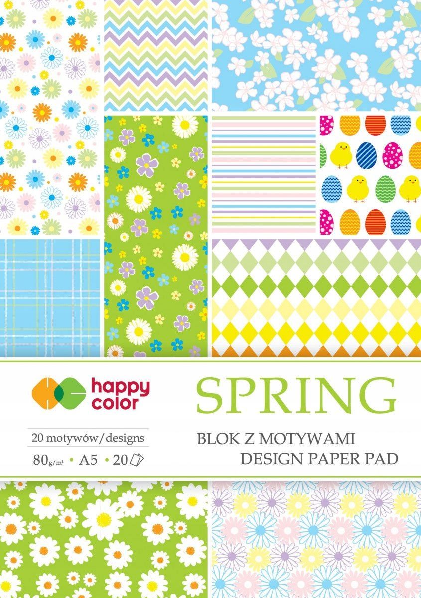 Blok z motywami Spring A5/20ark 80g 20 motyw, Happy Color HA 3808 1520-S20