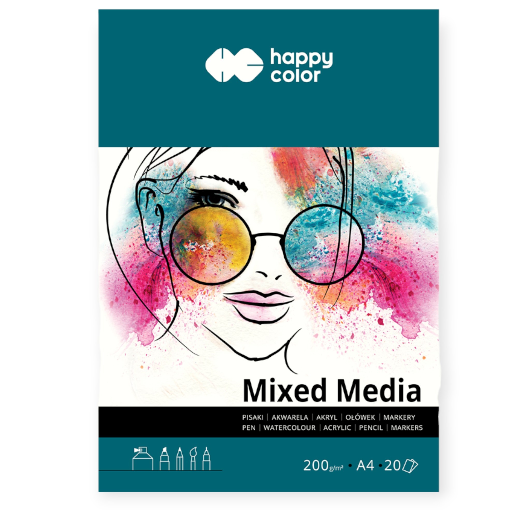 Blok Mix Media  A4 20 ark 200g Happy Color  HA 3720 2030-A20