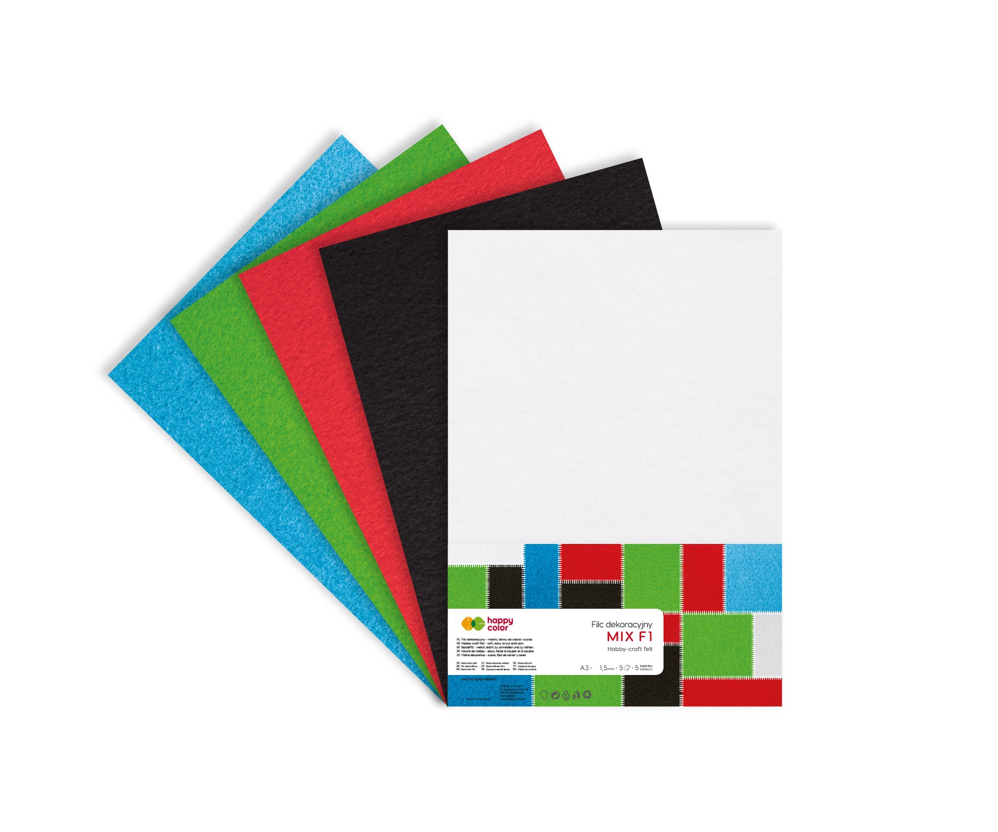 Filc dekoracyjny 30x40 1,5mm 5 ark. MIXA1 Happy Color HA 7120 3040-MIXAF1 GDD