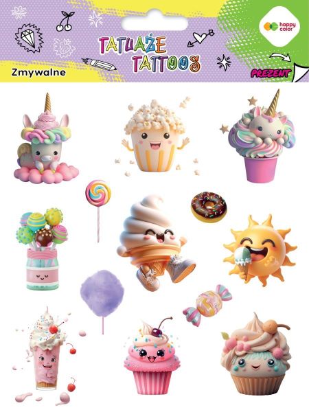 Tatuaże zmywalne Sweets 150x200mm Happy Color  HA 4261 1520-KS01 GDD