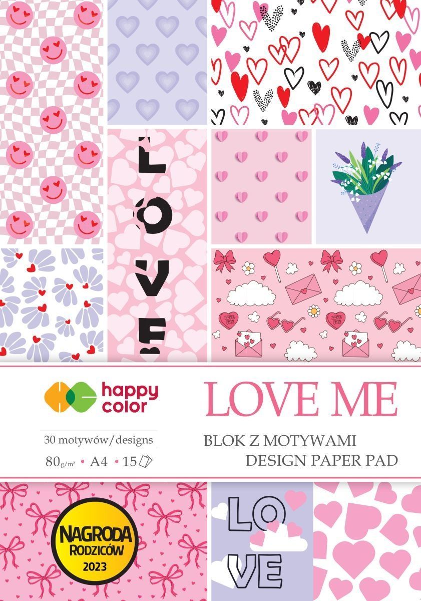 Blok z motywami Love Me A4 80g/m2 (15arkuszy , 30 motywów) Happy Color  Staedtler HA 3808 2030-LM