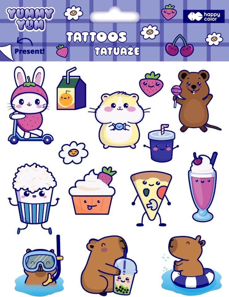 Tatuaże zmywalne Yummy Yum 150x200mm Happy Color  HA 4261 1520-KP03 GDD