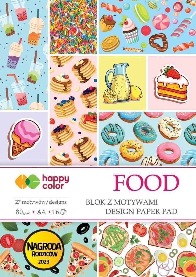 Blok z motywami Food A4/16ark 80g 27 motywów Happy Color HA 3808 2030-FD