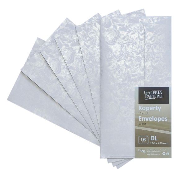 Koperta DL Róże biały papier 120g/m2 (10) 280101 Argo