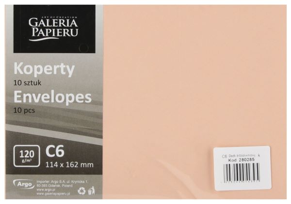 Koperta C6/10 Gładki brzoskwiniowy K. 120g  Argo [280285]