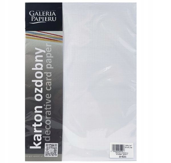 Karton ozdobny A4 (20) Sukno biały Argo 230g 204211