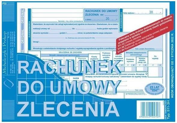 Rachunek do umowy zlecenia A5 (o+k) 511-3H MiP