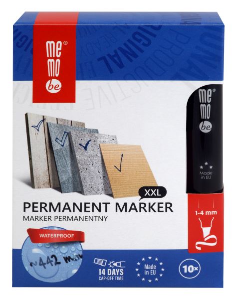 Marker permanentny M201 MemoBe ścięta końcówka 1-4mm czerwony MM201-05
